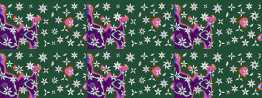 Nazik, narin çiçek arkaplanı. Çiçekli karalama şeklinde Raster çiçek deseni. Yeşil renkte çiçekler.