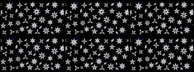 Siyah renkli siyah papatya deseni. Siyah renklerde. Raster illüstrasyonu.