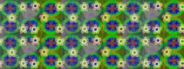 Yeşil, mavi ve gri renkli kristal kar taneleri. Raster illüstrasyonu.