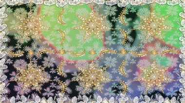 Tekrarlayan elementlerle soyut arkaplan oluşturun. Tarafsız renklerde altın rengi ve altın elementler üzerinde altın pürüzsüz desen. Raster illüstrasyonu. Kusursuz, klasik altın desen..