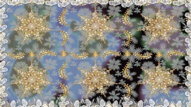 Lüks, kraliyet ve Viktorya dönemi konsepti. Raster klasik barok çiçeksiz altın desenli. Süslü dekorasyon. Gri renklerdeki altın desenli altın elementler.