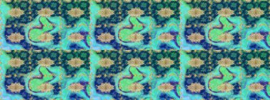 Raster illüstrasyonu. Altın elementli mavi renkte klasik eskiz deseni.