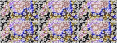 Küçük çiçekte güzel bir desen. Moda baskıları için zarif bir şablon. Küçük renkli çiçekler. Çiçekli yaz çiçekleri. Kusursuz. Motley illüstrasyonu.