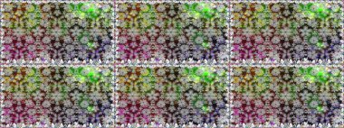 Raster illüstrasyonu. Renkli Bahar Temalı Kusursuz Arkaplan. Gri renkli, zarif çiçek buketli suluboya. Düz Çiçek Elementleri Tasarımı.