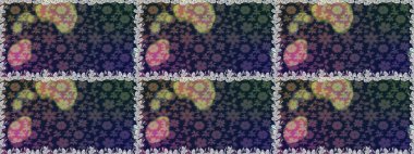 El çizimi Raster çizimi. Duvar kağıdı, web sitesi arka planı, ambalaj kağıdı, davetiye, broşür, afiş veya web sitesi için kusursuz çiçek deseni kullanılabilir. Parlak elementlerin.