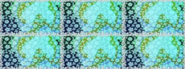 Asya tekstil tarzında. Raster illüstrasyonu. Raster illüstrasyonu. Kusursuz çiçek deseni. Mavi renkte çiçekler.