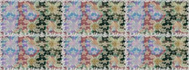 Düz Çiçek Elementleri Tasarımı. Renkli Bahar Temalı Kusursuz Arkaplan. Çiçeksel fantezi tasarımı. Parlak bir arka planda..