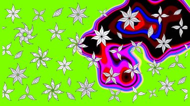 Yeşil çiçekli eskiz deseni, suluboya çiçek deseni, sevimli çiçek, duvar kağıdı, kart veya kumaş için fayanslı. Raster - stok.