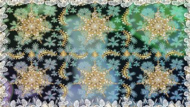 Kusursuz kraliyet lüksü, altın barok kumaş rengi. Altın antika ortaçağ dekoratifi, yapraklar ve gri renkli altın desenli süslemelerle pürüzsüz bir desen..