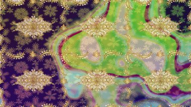 Tarafsız renklerde altın elementler. Geleneksel klasik Raster altın eskiz modeli. Barok tarzında eskiz doğulu süsü..