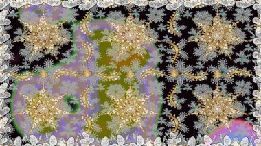 Düz elle çizilmiş klasik koleksiyon. Raster altın pürüzsüz desen. Arkaplan, kumaş, altın duvar kağıdı. Altın elementlerle gri renklerde altın desen.