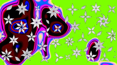 Güzel çiçek deseni. Yeşil renkli çiçekler. Düz Çiçek Elementleri Tasarımı. Renkli Bahar Teması çizim şablonu.