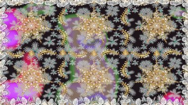 Raster geleneksel, gri renklerde, altın, kusursuz desen. Barok tarzında kusursuz bir doğulu süsü..