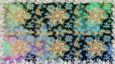 Kusursuz kıvırcık saçlar. Doğulu stil, altın elementli gri renkli altın desenli arabesk yapar. Raster altın desen.