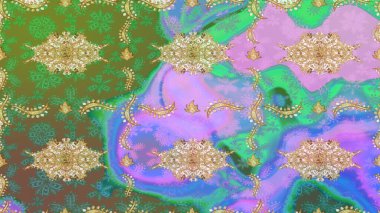 Lüks mobilyalar. Yeşil renkli ve altın elementli desen. Patina. Klasik mobilya tarzı. Altın kaplamalı yeşil fon. Eskiz öğesi ahşap oyma. Oyma. Küçük alan derinliği.