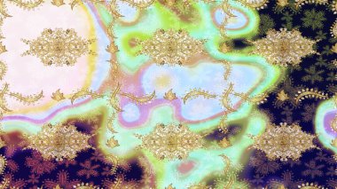 Barok tarzında eskiz oryantal süsü. Tarafsız renklerde ve altın elementlerle geleneksel klasik altın raster deseni.