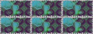 Yeşil renkte çiçeklerle süslenmiş kusursuz çiçek deseni. Suluboya tarzında yeşil renkte çiçekler.