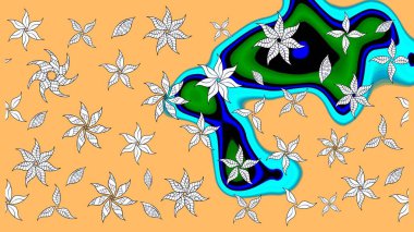 Bej renkli çiçekler. Düz Çiçek Elementleri Tasarımı. Sevimli çiçek raster deseni. Renk Bahar Teması eskiz şablonu.