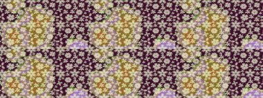 Küçük çaplı çiçeklerdeki basit şirin desenler. Tekstil veya kitap kapakları, imalat, duvar kağıtları, baskı, hediye paketi ve yapıştırma kitabı için çiçek eskizi geçmişi. Raster illüstrasyonu.