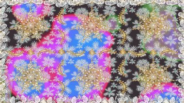 Kusursuz kıvırcık saçlar. Raster altın desen. Doğulu stil, altın elementlerle birlikte gri renklerde altın desenli arabesk yapar..