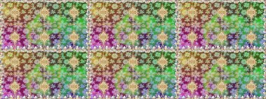 Yeşil renklerde altın yinelenen elementlerle soyut arkaplan. Kusursuz oryantal klasik altın desen.