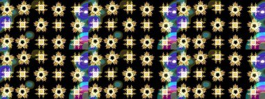 Bokeh siyahı, sarı, kahverengi ve kar taneleriyle dekoratif Noel arkaplanı. Raster illüstrasyonu.