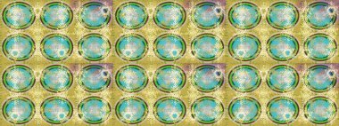 Nötr, sarı ve yeşil renklerde kar tanelerinden oluşan kış deseni. Kış konsepti Düz yatıyordu. Raster illüstrasyonu.