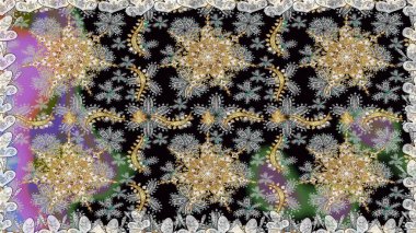 Klasik raster şablonu. Gri ve altın desenli. Tekrarlayan ögelerle kusursuz soyut arkaplan.