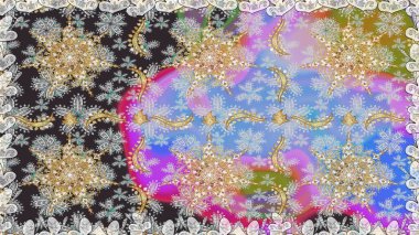 Gri renkli ve altın elementli altın desenli. Raster oryantal süs. Kusursuz altın desen.