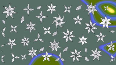Çiçekli karalama şeklinde Raster çiçek deseni. Tarafsız renklerde çiçekler. Yumuşak, bahar çiçekli arka plan.