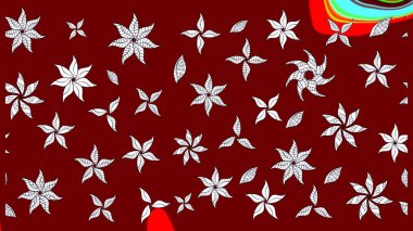 Kırmızı renkte çiçekler. Sketch Colour Spring Theme eskiz kalıbı. Sevimli çiçek raster deseni. Düz Çiçek Elementleri Tasarımı.