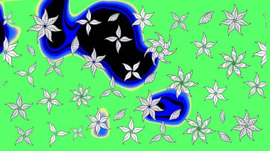 Modern gelişim yeşil raster arka plan duvar kâğıdı illüstrasyonu klasik çizgili, desenli desenli çiçekler, çiçekli süsler. Çiçekli el çizimi çizimi deseni.