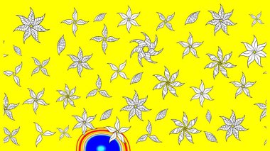 Raster suluboya çiçek deseni, narin çiçekler, sarı çiçekler, tebrik kartı şablonu. Güzel kumaş deseni.