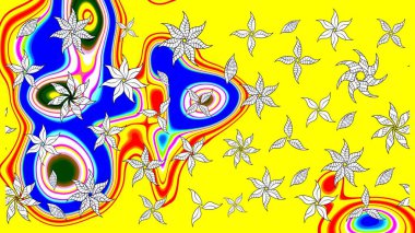 Raster Illustrasyon 'daki Çiçek Deseni' nin son moda çizimi. Renkli Yaz Temalı eskiz kalıbı. Düz Çiçek Elementleri Tasarımı. Güzel kumaş deseni.