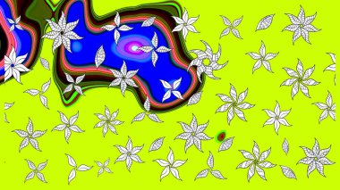 Küçük çiçekteki sevimli çiçek deseni. Raster illüstrasyonu. Yeşil renkte çiçekler.