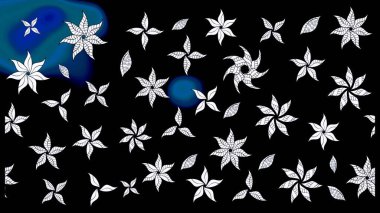 Raster suluboya çiçek deseni, narin çiçekler, siyah çiçekler, tebrik kartı şablonu. Güzel kumaş deseni.