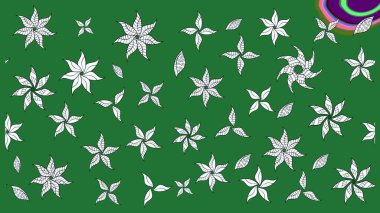 Düz Çiçek Elementleri Tasarımı. Renkli Bahar Teması eskiz kalıbı. Raster illüstrasyonu. Yeşil renkte zarif çiçekler ve suluboya..