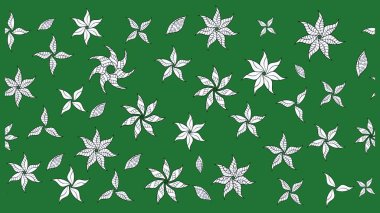 Hediye ambalaj kağıdı, tebrik kartları, posterler ve pankart tasarımı. Yeşil renkli çiçekler. Raster düz çiçek çizim deseni.