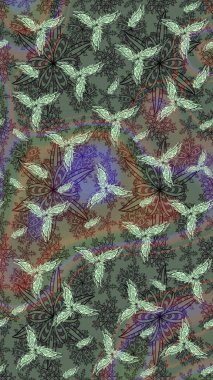 El çizimi Raster çizimi. Çizim çiçek deseni duvar kağıdı, web sitesi arka planı, ambalaj kağıdı, davetiye, broşür, afiş veya web sitesi için kullanılabilir. Parlak elementlerin.