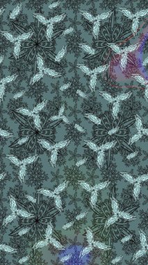 Raster illüstrasyonu. Tarafsız renklerde. Çiçekli güzel suluboya desen.