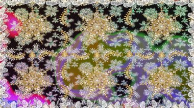 Gri renkli ve altın elementli klasik, pürüzsüz desen. Raster illüstrasyonu.