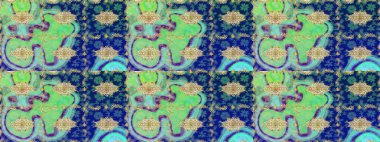 Klasik raster şablonu. Mavi ve altın desenli. Tekrarlayan ögelerle soyut arkaplan çiz.