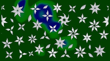 Arkaplan dokusu, duvar kağıdı, yeşil renkli çiçek teması. Kabile sanatı boho baskısı, klasik çiçek arkaplanı. Soyut etnik raster çizim kalıbı.