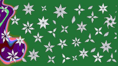 Raster çiçek izi. Klasik taslak çizimi. Raster Yumuşak kumaş deseni. Çiçek yeşili çizim deseni.