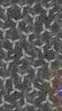 Üzerinde gri renkte çiçekler olan bir çiçek deseni çiz. Suluboya tarzında gri renkte çiçekler.