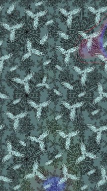 Raster illüstrasyonu. Tarafsız renklerde. Çiçekli güzel suluboya desen.