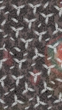 Çiçek desenli eskiz. Gömlek baskısı için çiçek boyası. Gri renkli çiçekler.