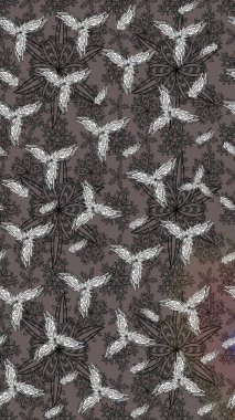 Hediye ambalaj kağıdı, tebrik kartları, posterler ve pankart tasarımı. Raster düz çiçek çizim deseni. Gri renkli çiçekler.