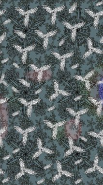 Renkli Bahar Teması eskiz kalıbı. Güzel kumaş deseni. Düz Çiçek Elementleri Tasarımı. Raster illüstrasyonunda çiçek deseni çizimi.