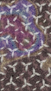 Millefleur 'lar. Küçük kahverengi çiçekli oldukça eski bir besin torbası deseni. Tekstil, kumaş, kapaklar, duvar kağıtları, baskı, paket, koleksiyon defteri, örgü, dekupaj için çiçek arkaplanı..